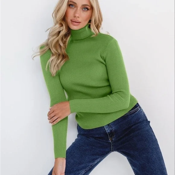 Zara Vibrant Lime Green Turtleneck Sweater - Picture 4 of 4